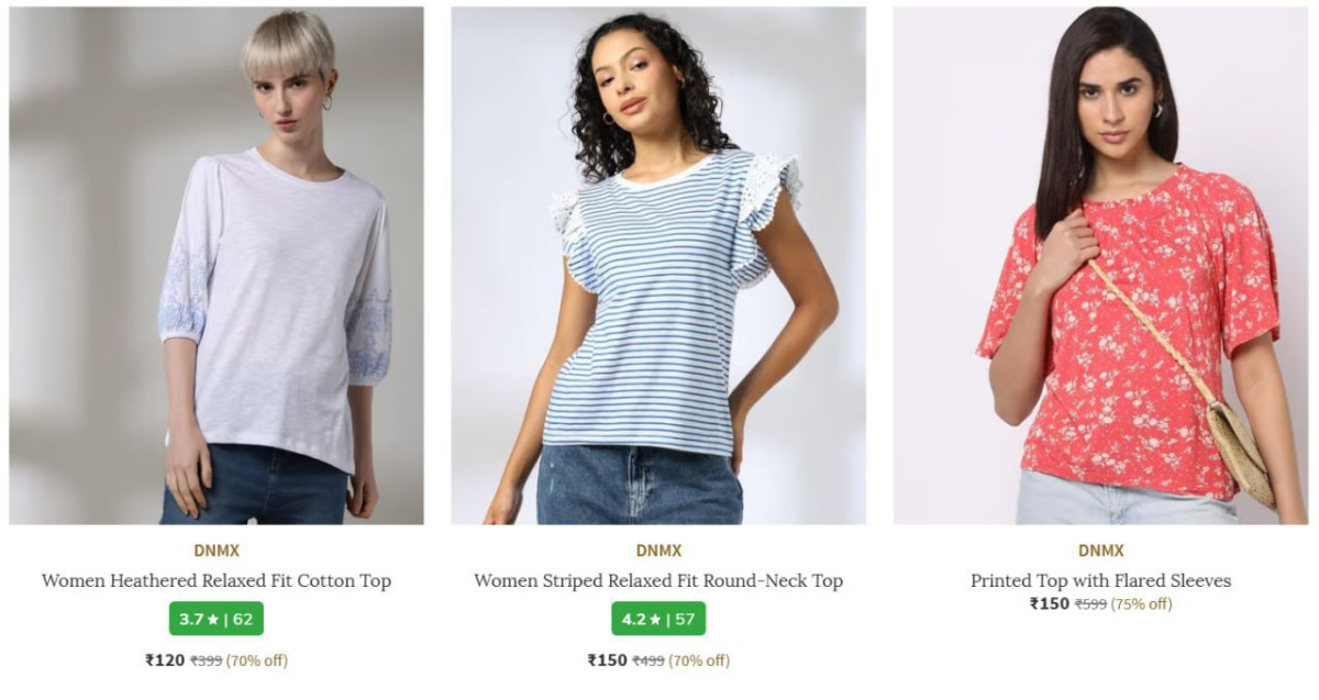 Dnmx Clothing Starts Rs 120 Bank Offers Mens T-shirts Jeans Shirts Sweaters