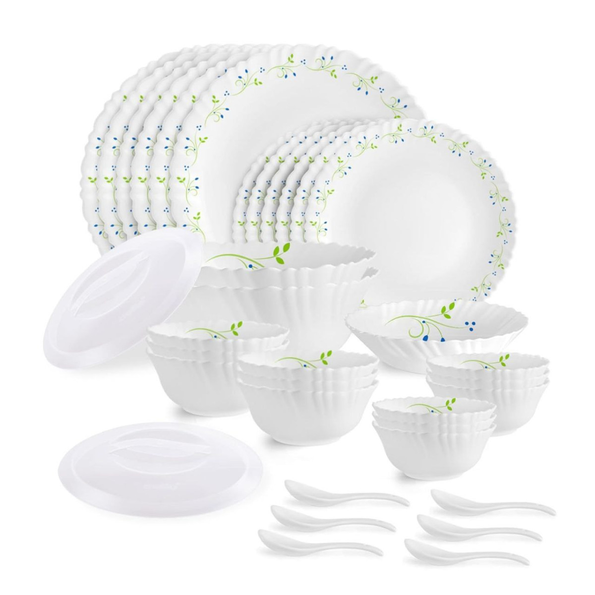 Cello Opalware Dazzle Series Tropical Lagoon Dinner Set 35 Pcs Serving For 
