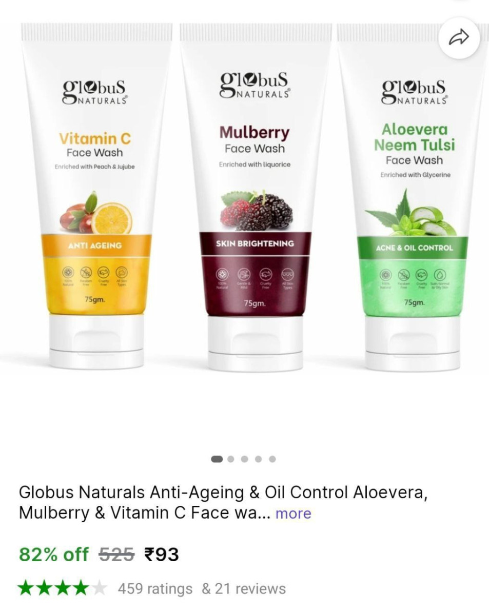 Globus Naturals All Skin Types Face Wash Pack Of 3 93 – Best Price in India