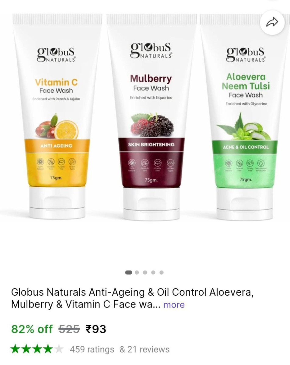 Globus Naturals All Skin Types Face Wash Pack Of 3 93 – Best Price in India