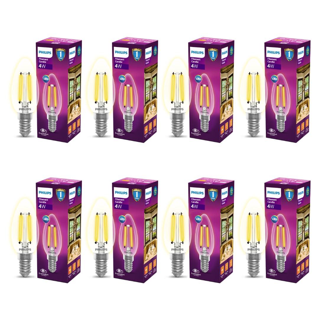 Philips 4-watt Filament Candle Led Bulb Bulb Base E14 Color Warm White Pack