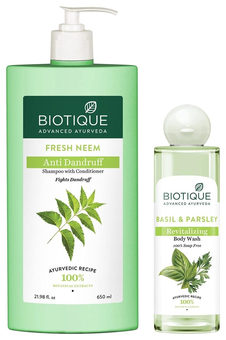 Biotique Bio Neem Margosa Anti Dandruff Shampoo Conditioner 650ml Basil Par