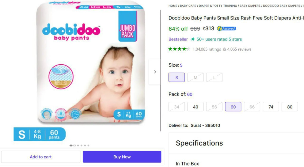 Soft Diaper Baby Pants (s 60 Pcs) 313 – Best Price in India
