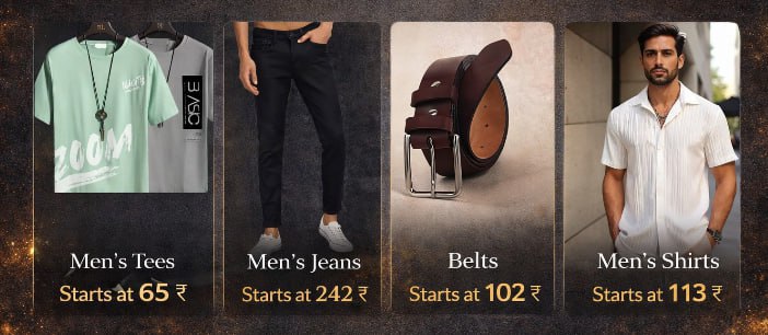 Shopsy Loot Deals Mens Tees From 65 Curtains From 242 Belts From 102 Mens S