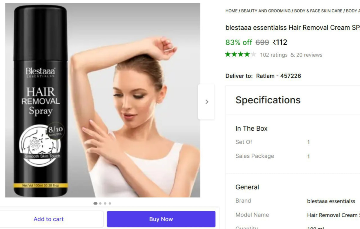 Hair Remove Painless Cream Spray (100 Ml) 112 – Best Price in India