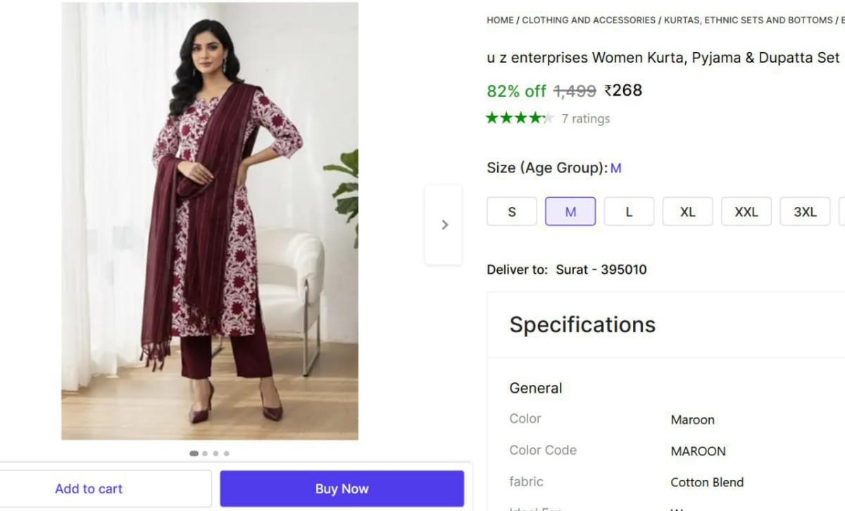 Women Kurta Pyjama Dupatta Set 268 – Best Price in India