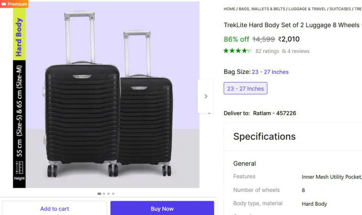 Treklite Trolley Bag Set Of 2 2010 – Best Price in India