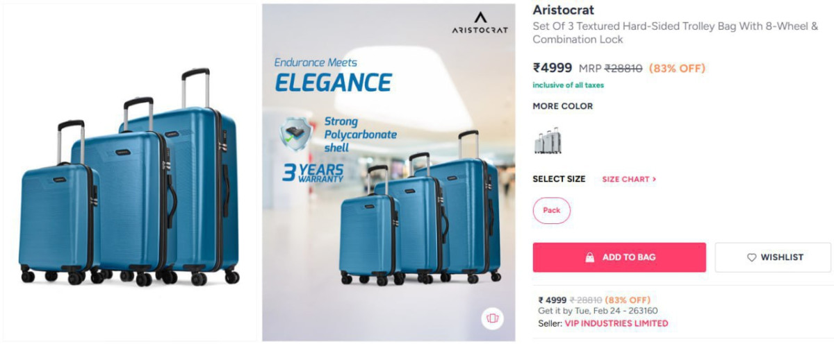 Aristocrat Set Of 3 Trolley Bag 4999 – Best Price in India