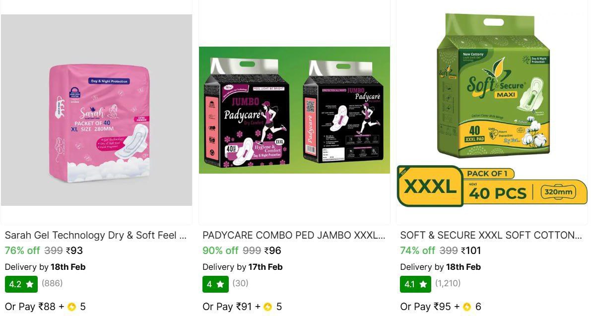 Sanitary Pads From Starts 93 – Best Price in India