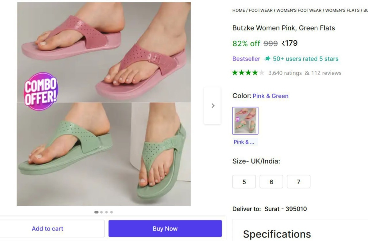 Pack Of 2 Women Pink Green Flats 179 – Best Price in India