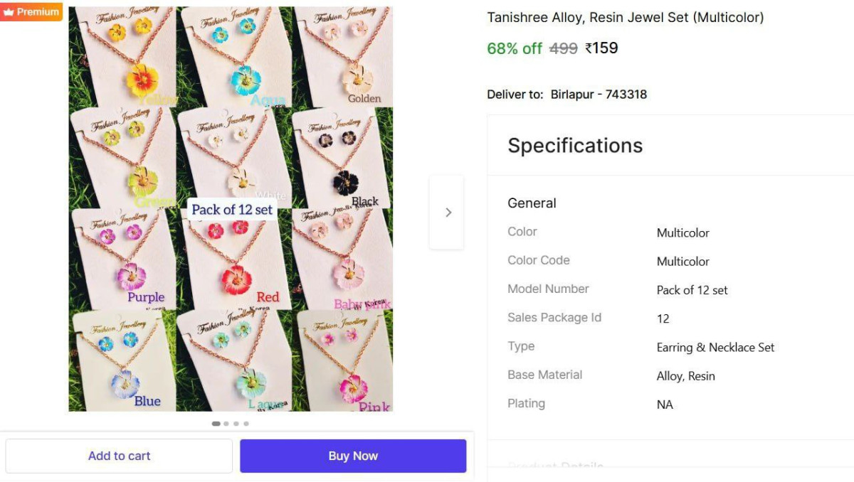 Earring Necklace Set Pack Of 12 159 – Best Price in India