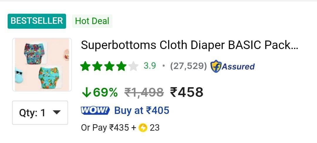 Lowest Superbottoms Baby Cloth Diapers (pack Of 2) 458offer Extra 5 On All 