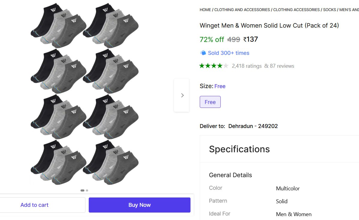 (pack Of 24) Ankle Length Socks 137 – Best Price in India