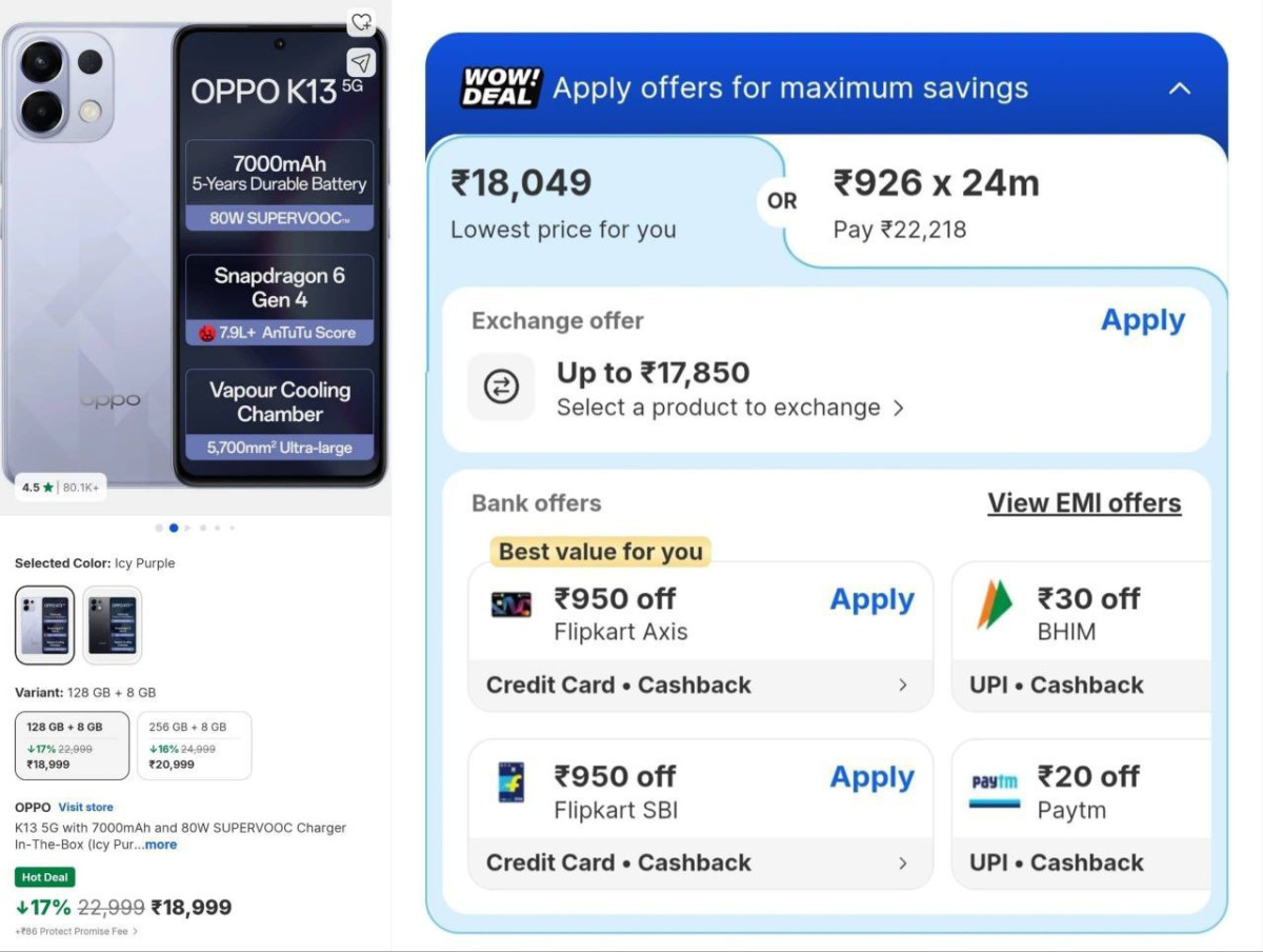 Dropped Oppo K13 5g 7000 Mah Battery For 18 999 Use Flipkart Axis Or Sbi Ca