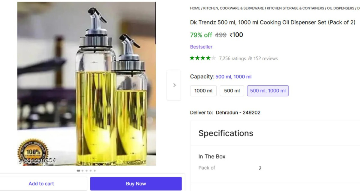 Pack Of 2 Oil Dispenser 100 – Best Price in India