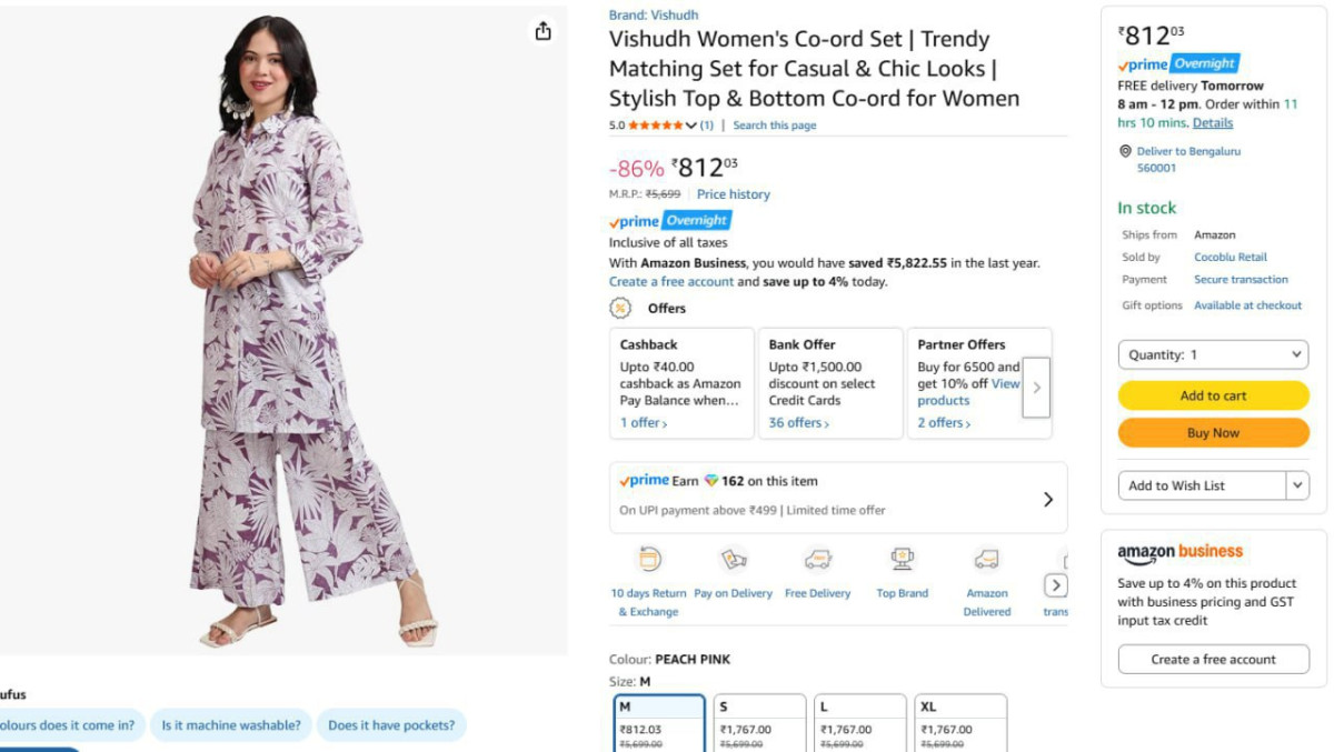 Vishudh Women S Co-ord Set 812 – Best Price in India