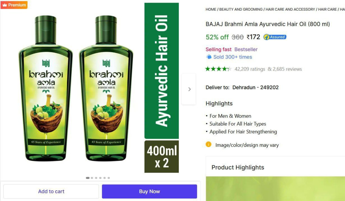 Bajaj Amla Hair Oil (800 Ml) 172 – Best Price in India
