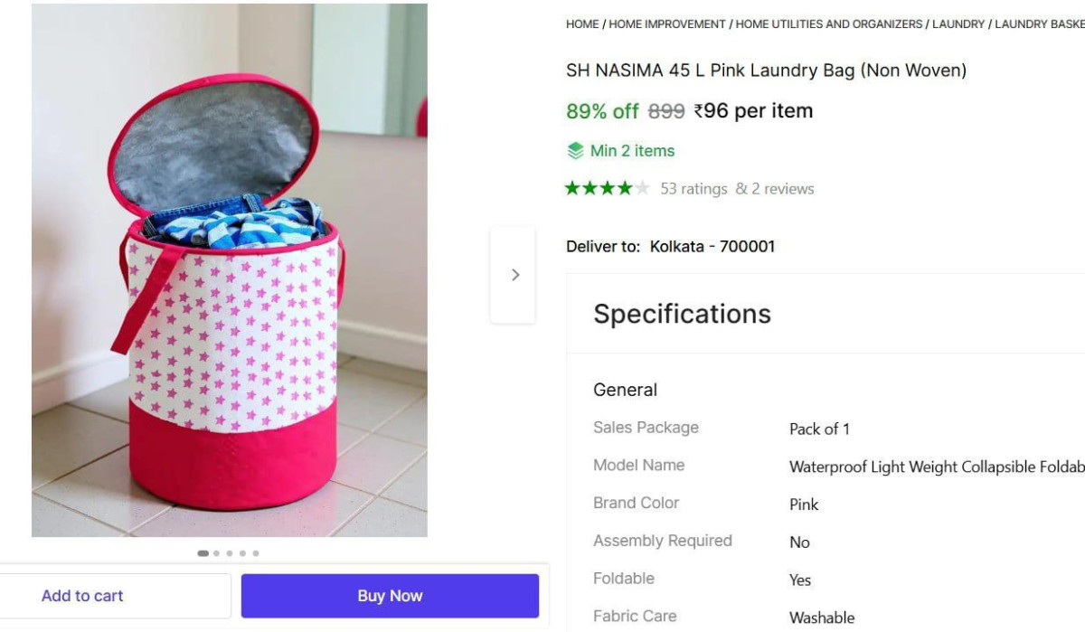 L Pink Laundry Bag 96 – Best Price in India
