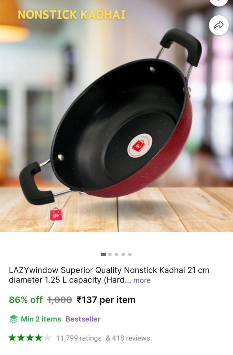 Superior Quality Nonstick Kadhai 137check Min Buy Quantity – Best Price in 