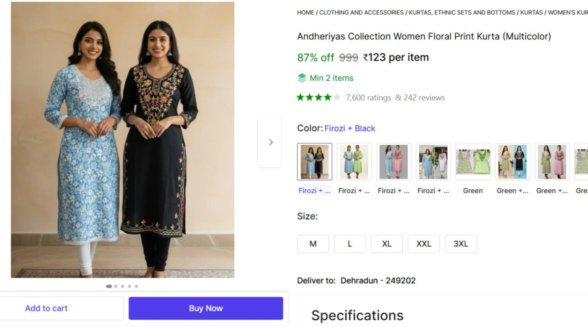 Women Floral Print Kurta 123min Buy 2 Qnty – Best Price in India