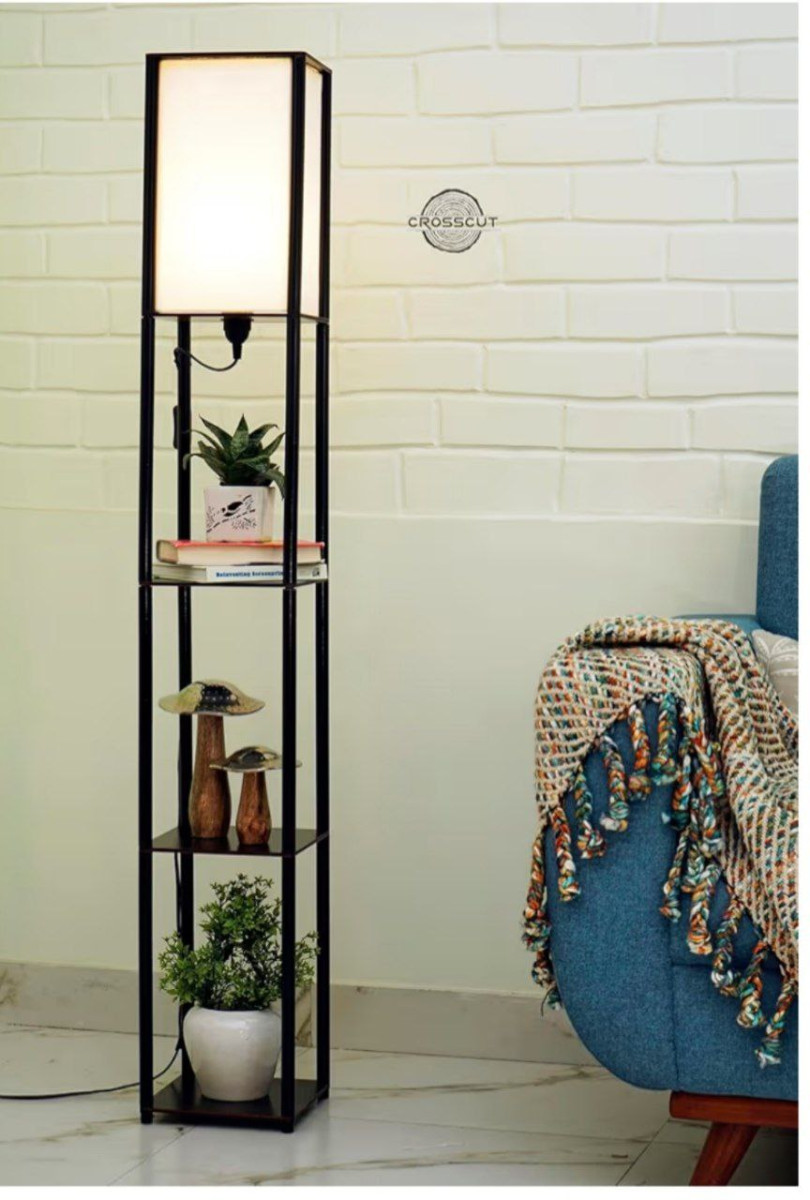 Grab Crosscut Furniture Tower Floor Lamp With Shelf (cotton White Led) At 1