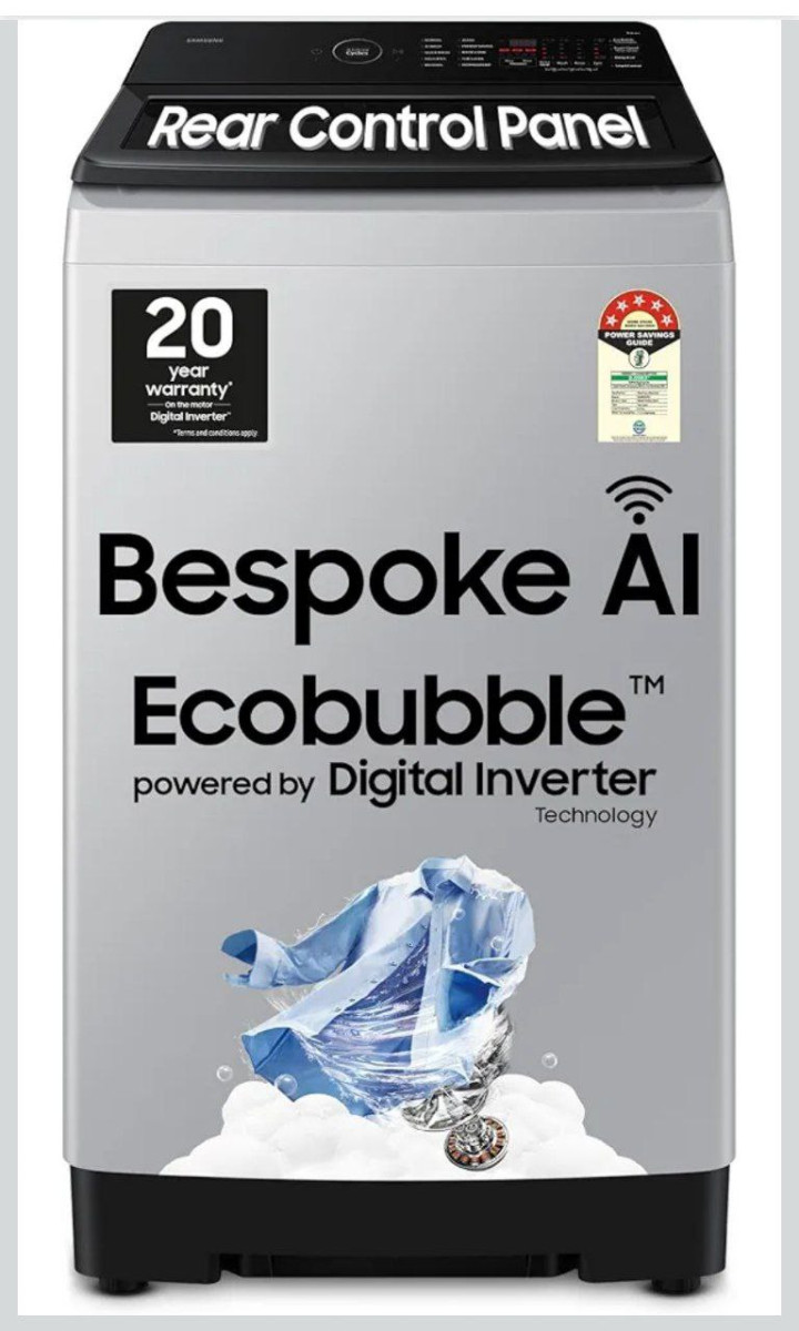 Samsung 8 Kg 5 Star Ai Wash Ai Energy Mode Wi-fi Ecobubble Ai Vrt Super Spe