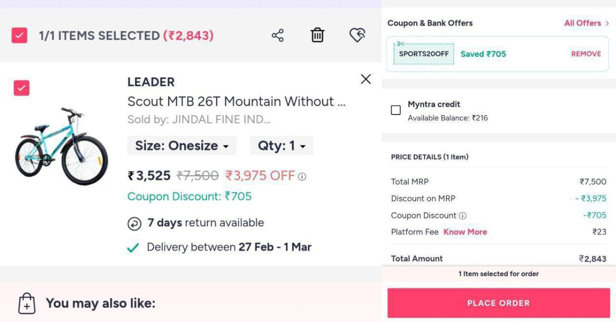 Grab At 2843 Cycle Apply Coupon Sports20off – Best Price in India