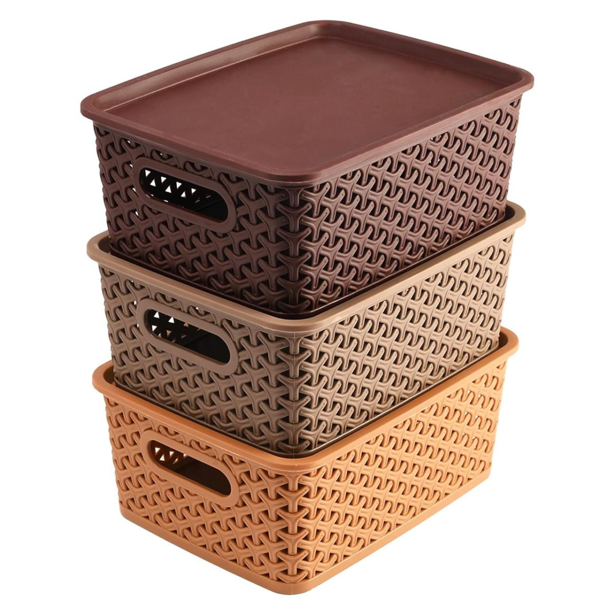 Kuber Industries Plastic Multipurpose Solitaire Storage Basket With Lid Pac