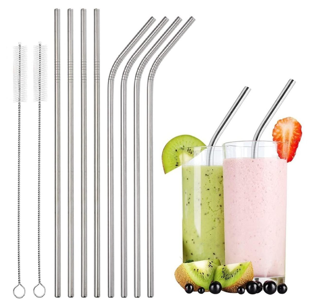Stainless Steel Straws For Drinking With Brushes Pack Of 10pieces 141 – Bes