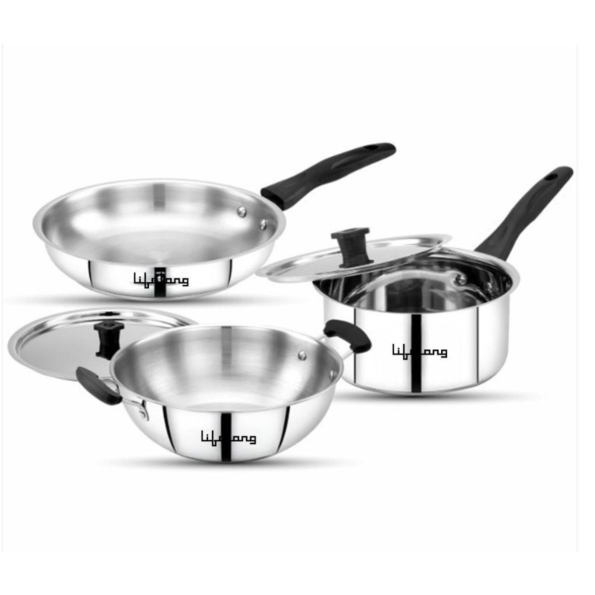Grab 1 371coupon Lifelong 3 Piece Stainless Steel Cookware Set 2 2l Kadhai 