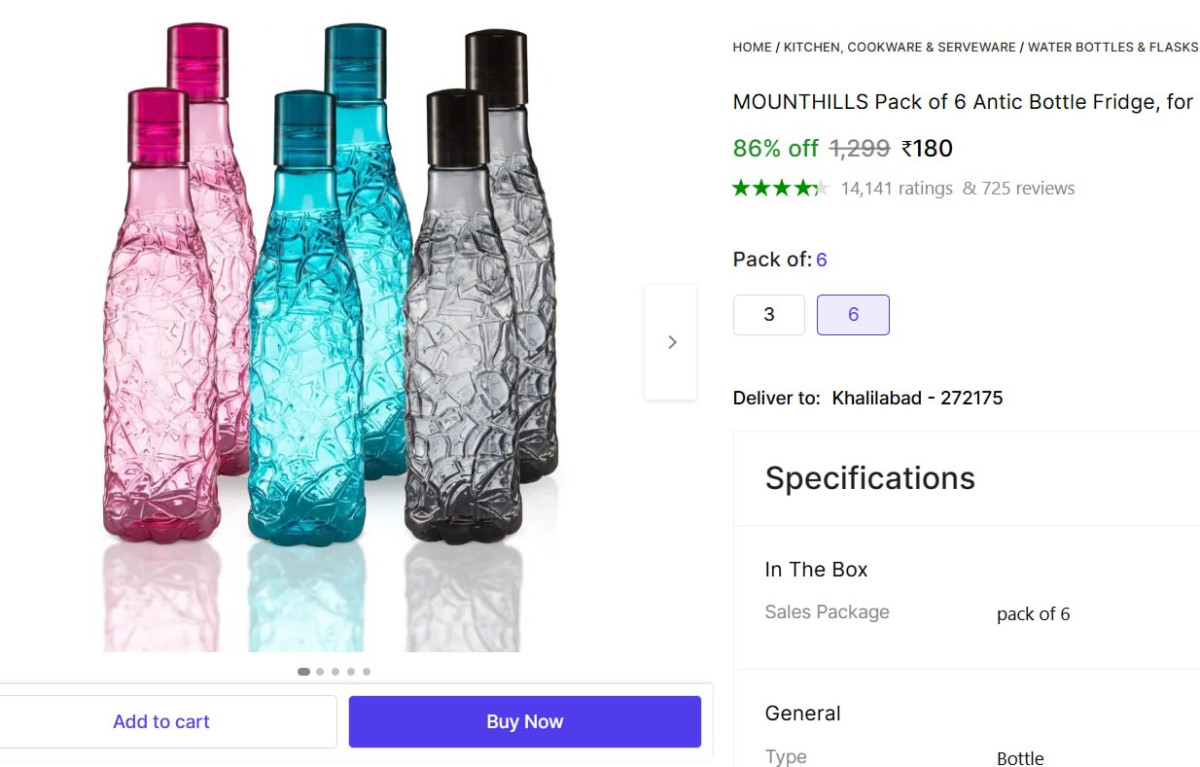 Pack Of 6 1000 Ml Bottle 180 – Best Price in India