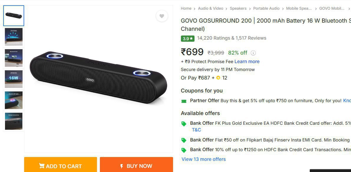 Govo Gosurround Bluetooth Soundbar At Rs 699 – Best Price in India