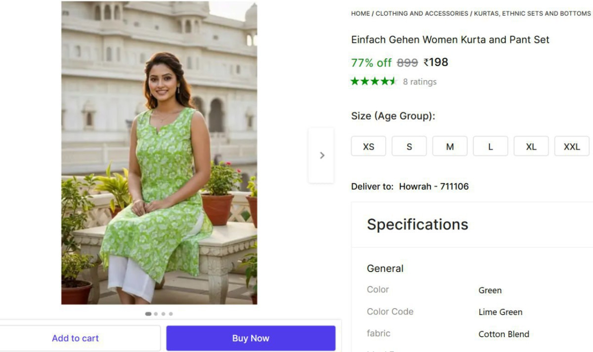 Women Kurta And Pant Set At 198 – Best Price in India