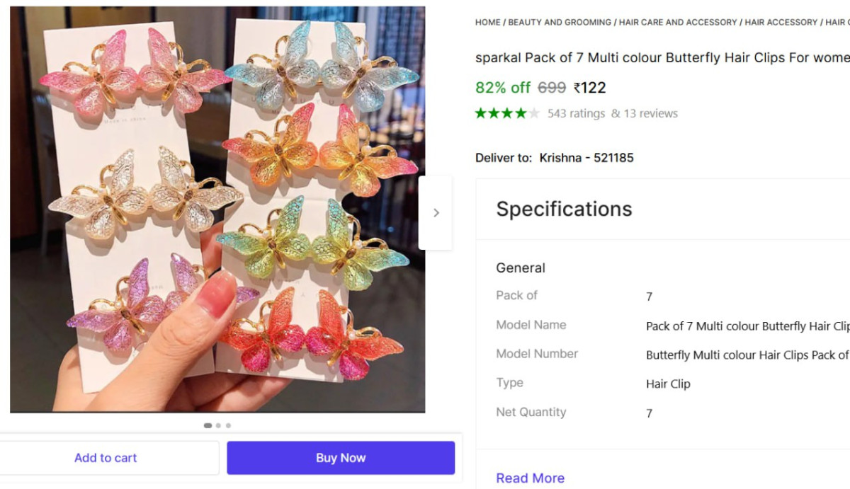 Pack Of 7 Butterfly Hair Clip 122 – Best Price in India