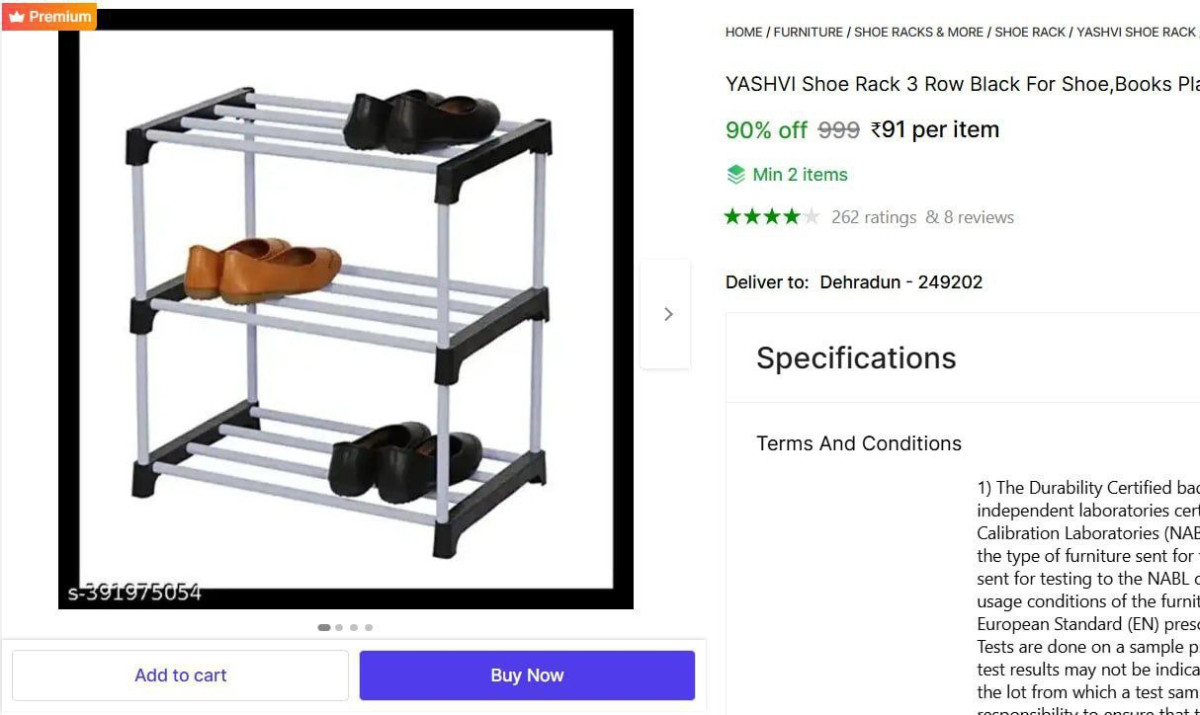 Shoe Rack 3 Row 91 98 – Best Price in India