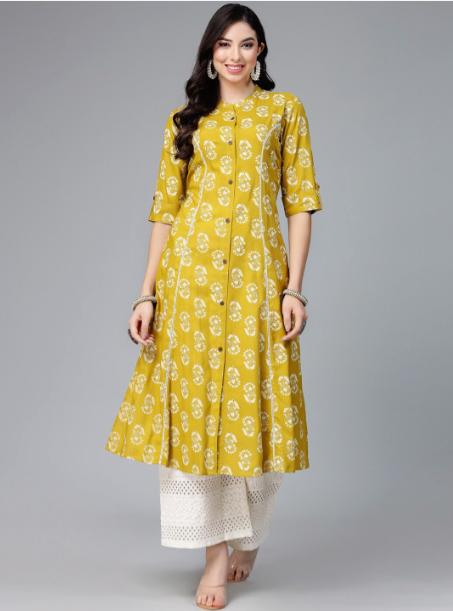 Stylum Floral Printed Mandarin Collar A-line Kurta 587 – Best Price in Indi