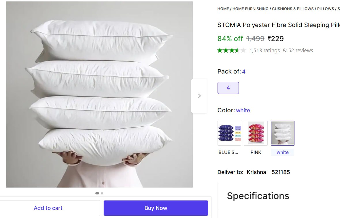 Sleeping Pillow (pack Of 4) At 229 – Best Price in India