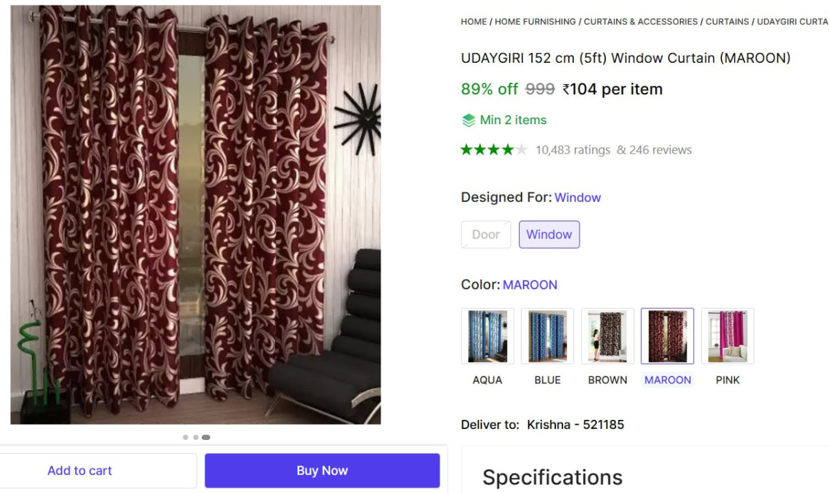 Cm (5ft) Window Curtain 104 More Deals Click Here Must Read – Best Price in