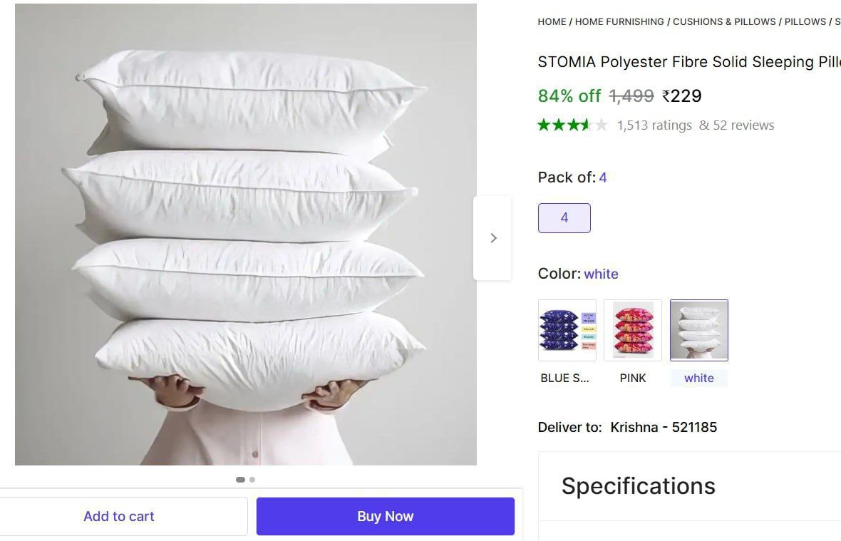 Sleeping Pillow (pack Of 4) At 229 – Best Price in India