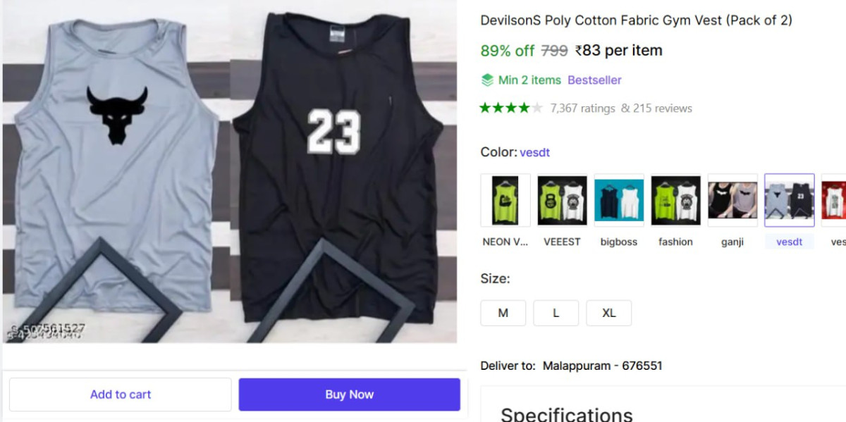 Poly Cotton Fabric Gym Vest 83 – Best Price in India