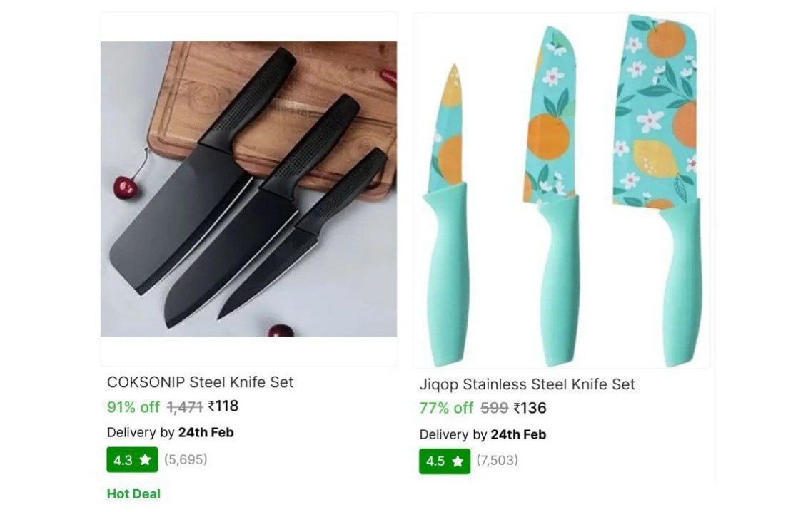 Stainless Steel Knife Set (pack Of 3)118 136 To – Best Price in India