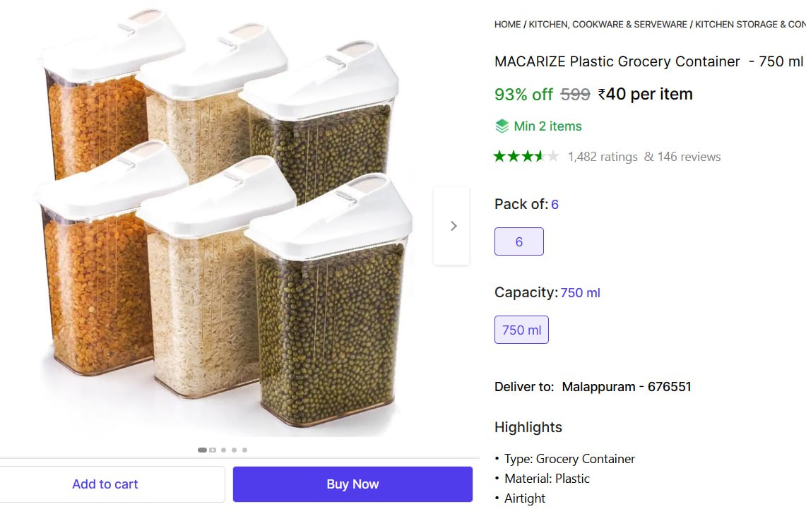 Plastic Grocery Container - 750 Ml 40 More Deals Click Here Must Read – Bes