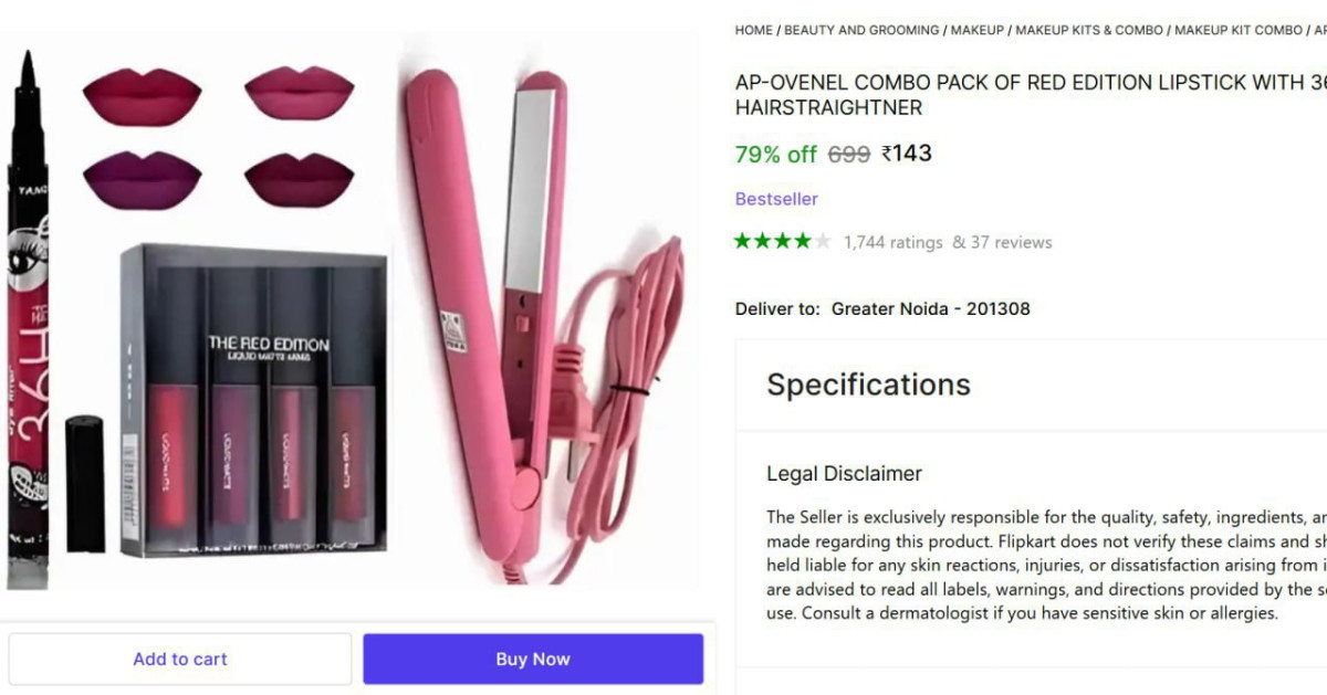 Best Combo Pack Lipstick Eyeliner Mini Hair Straightener 143 – Best Price i