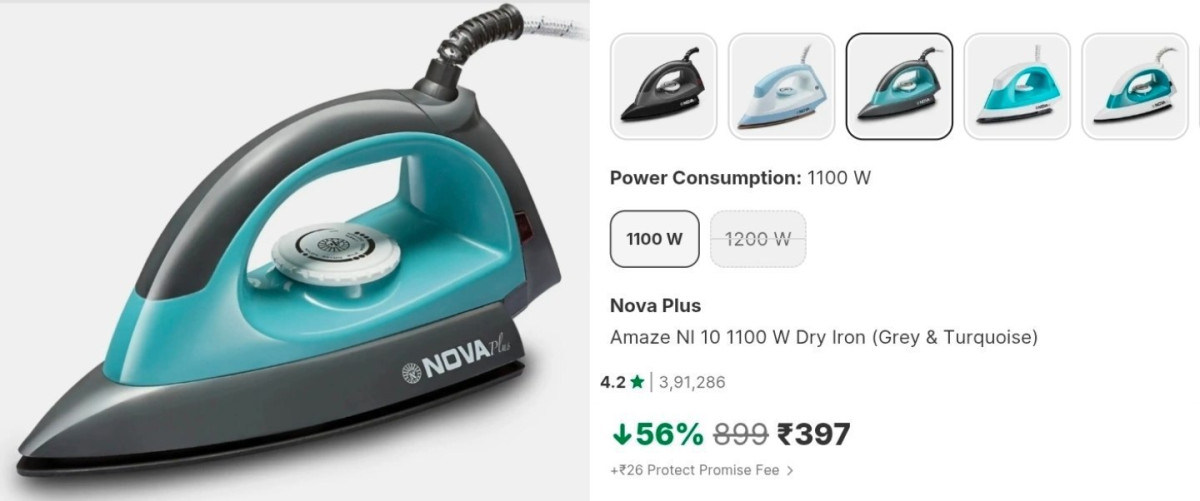 Nova 1100w Dry Iron At 397 – Best Price in India