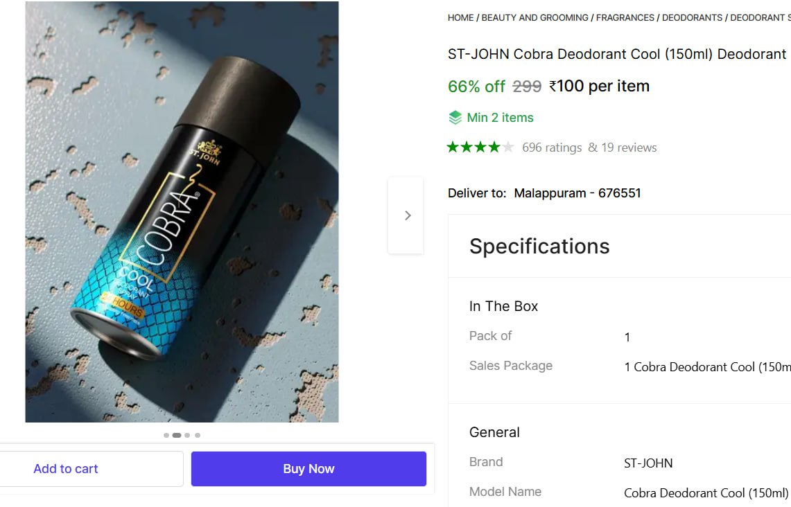 St-john Cobra Deodorant Cool (150ml) 100 More Deals Click Here Must Read – 