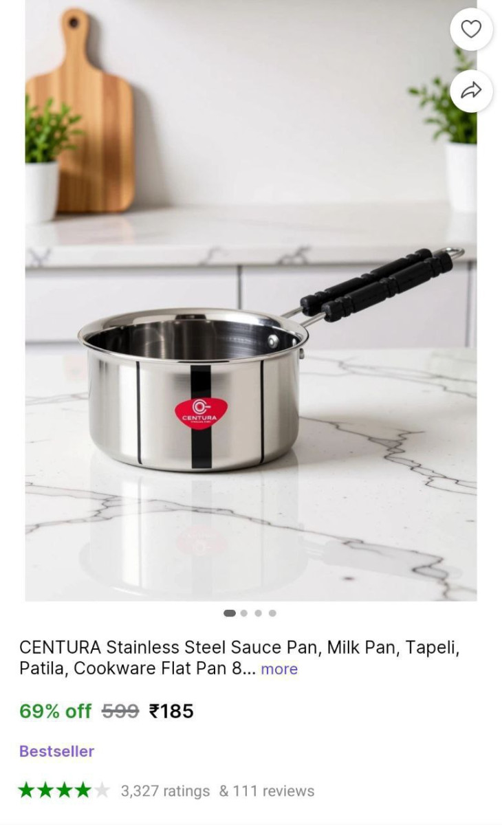 Stainless Steel Sauce Pan Milk Pan 185 – Best Price in India