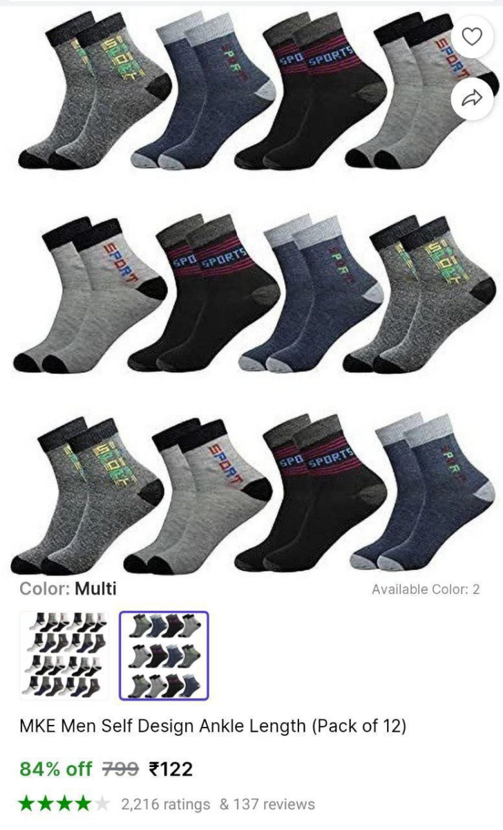 Ankle Length Socks Pack Of 12 122 – Best Price in India
