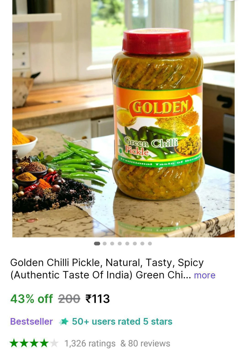 Green Chilli Pickle (400g) At 113 – Best Price in India