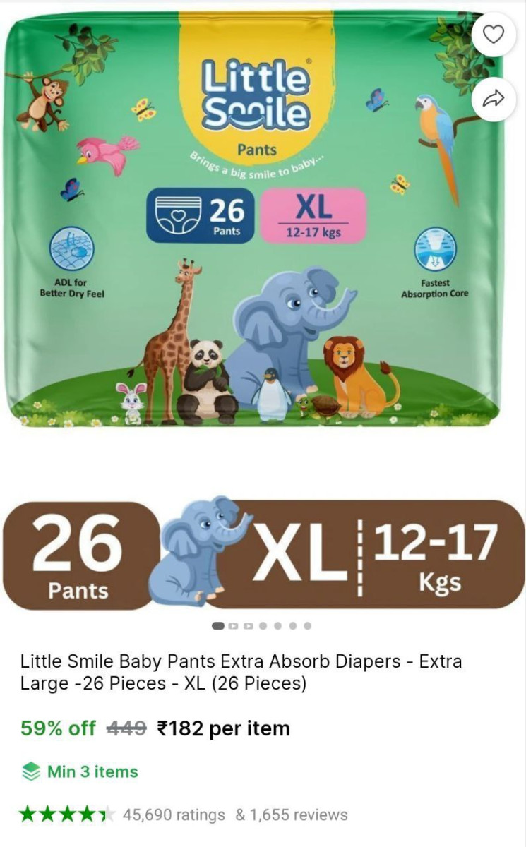 Baby Diapers Xl 26 Pcs 182check Min Buy Quantity – Best Price in India