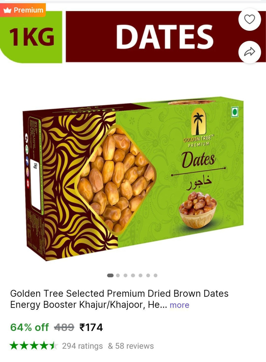 Golden Tree Premiums Dates 1kg 174 – Best Price in India